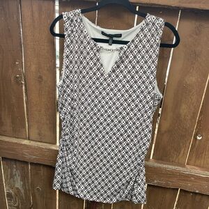 White House Black Market Black and White Patterned Blouse